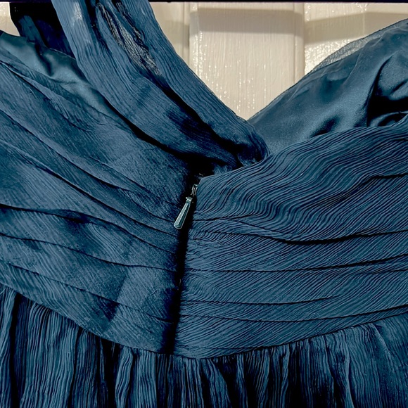 Amsale Silk Teal One Shoulder Strap Dress - Picture 12 of 14